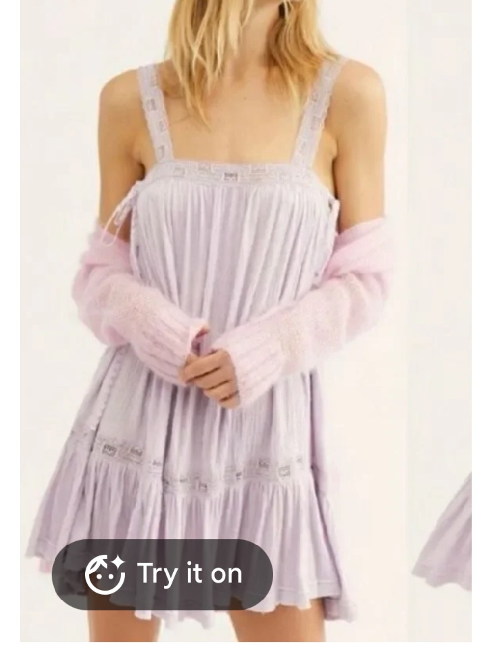 Free People womans sweet thing lace-Trim Lilac Sundress Slip mini dress size S